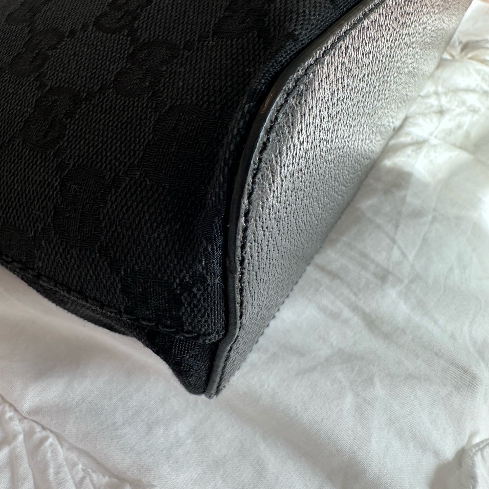 Authentic Gucci GG Monogram Canvas Leather Horsebit Hobo Shoulder Bag Black - Picture 7 of 9
